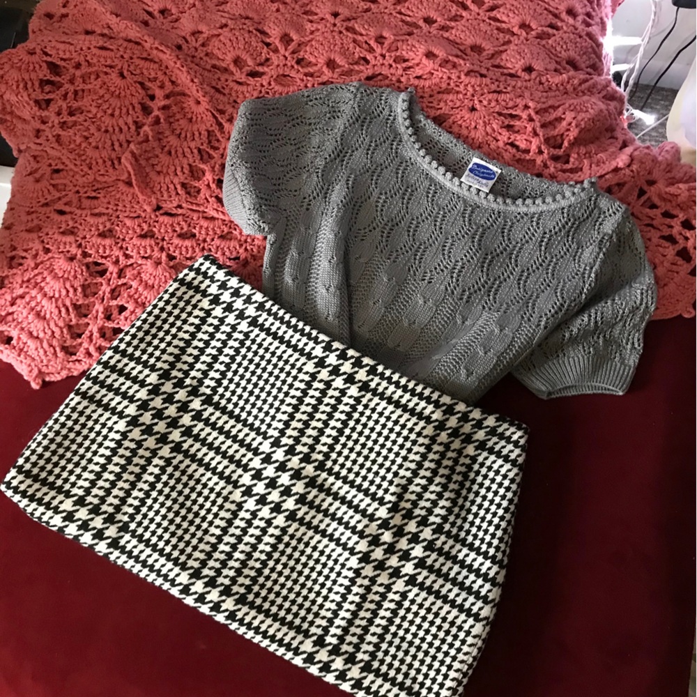Vintage Liz Claiborne black and white checked skirt -size 12